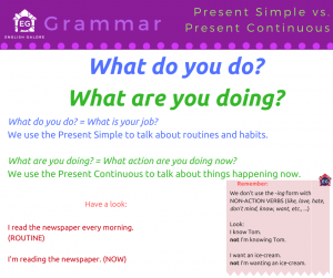 توضیح گرامر simple present and continuous action and non action verbs